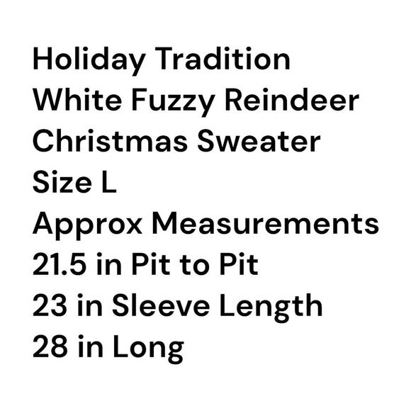 Holiday Traditions White Reindeer Themed Christmas Size L Pullover Sweater - Picture 5 of 9